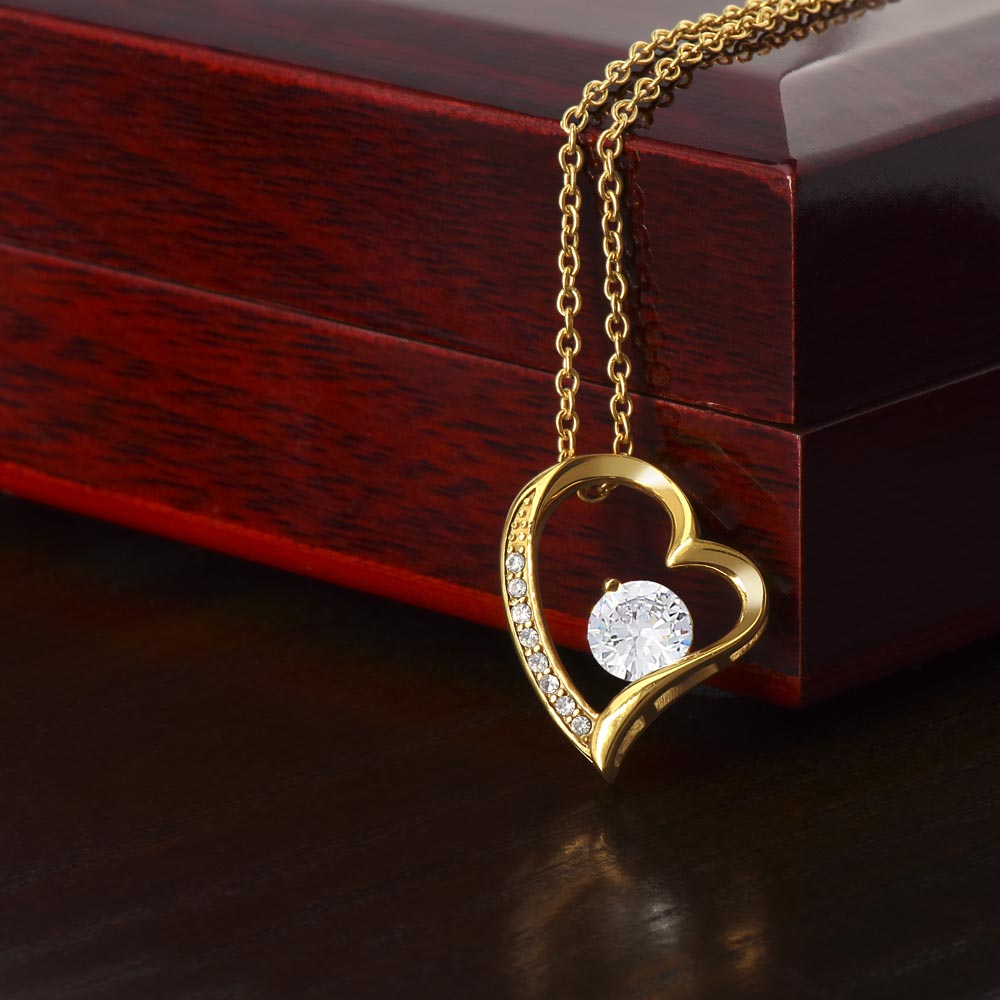 gift for daughter, dad to daughter gift, forever love necklace, father daughter jewelry, birthday gift for daughter, graduation gift, meaningful gift for daughter, heart necklace, white gold necklace, cubic zirconia necklace, sentimental gift, luxury jewelry gift, love dad necklace