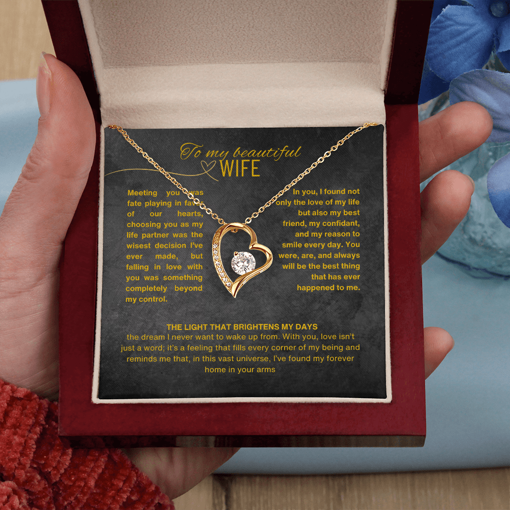 Gift for Wife "I Can't Live Without You" Gold Knot Necklace