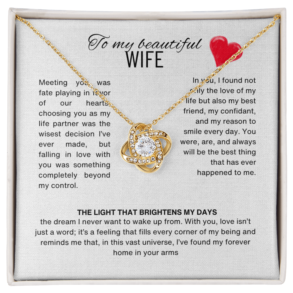 Special Gift for Wife "I Can't Live Without You" Gold Heart Necklace