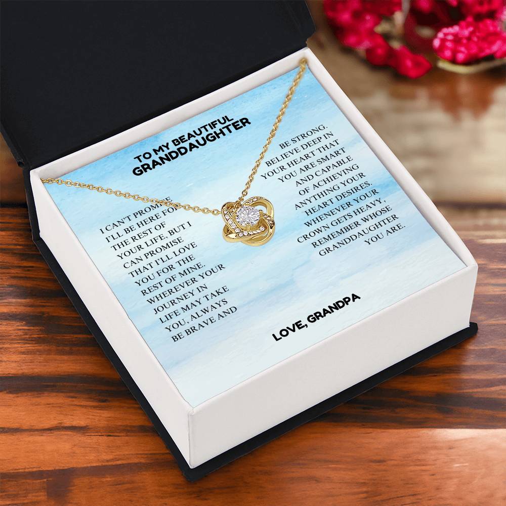 To My Beautiful Granddaughter - Always Be Brave And Be Strong - Love Knot Necklace
