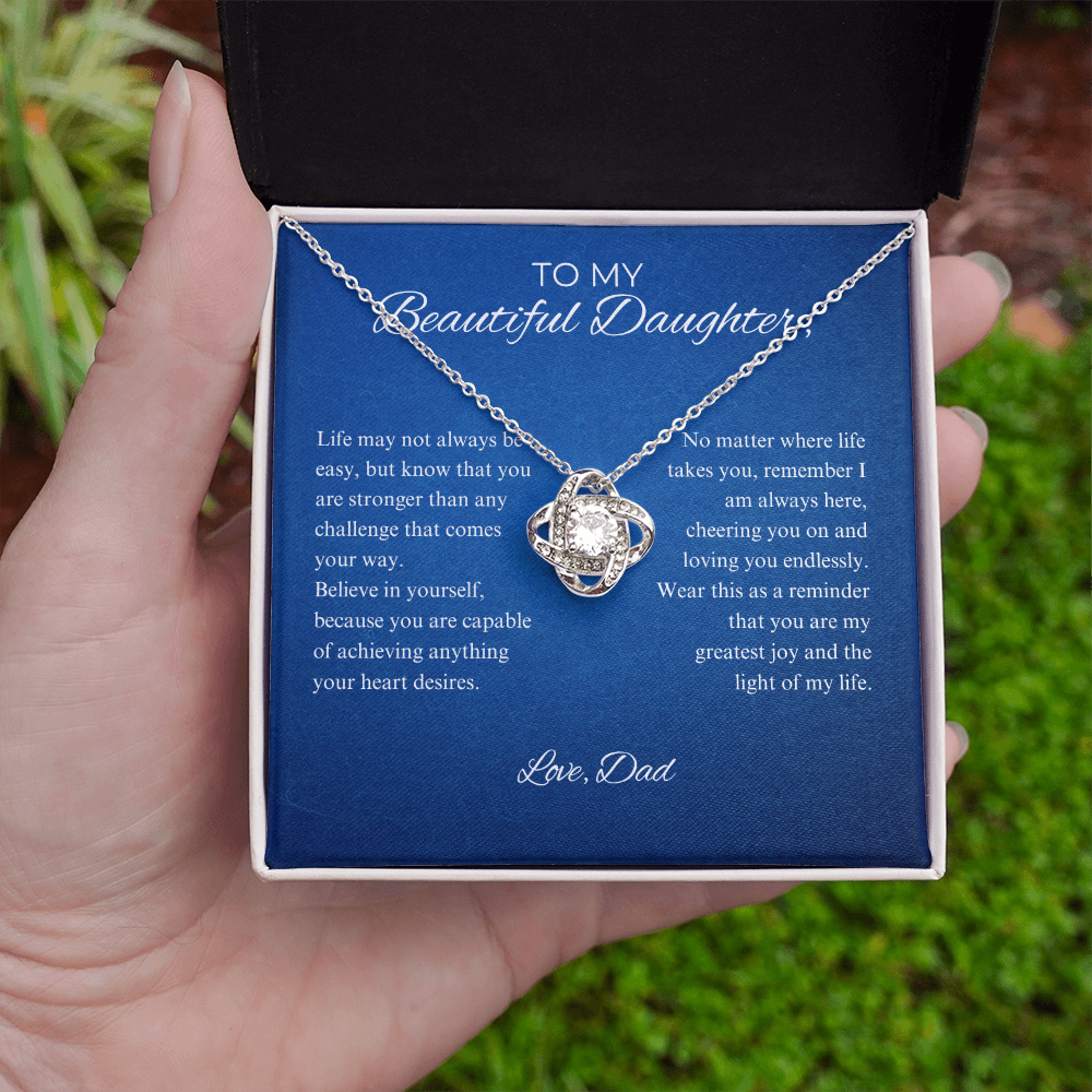 To My Beautiful Daughter - Always Keep Me In Your Heart - Love Knot Necklace