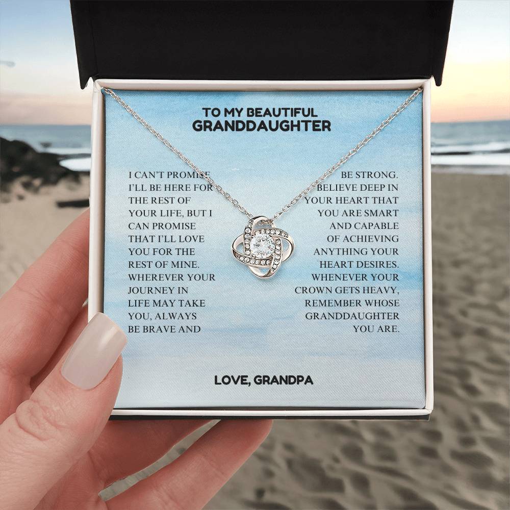 To My Beautiful Granddaughter - Always Be Brave And Be Strong - Love Knot Necklace