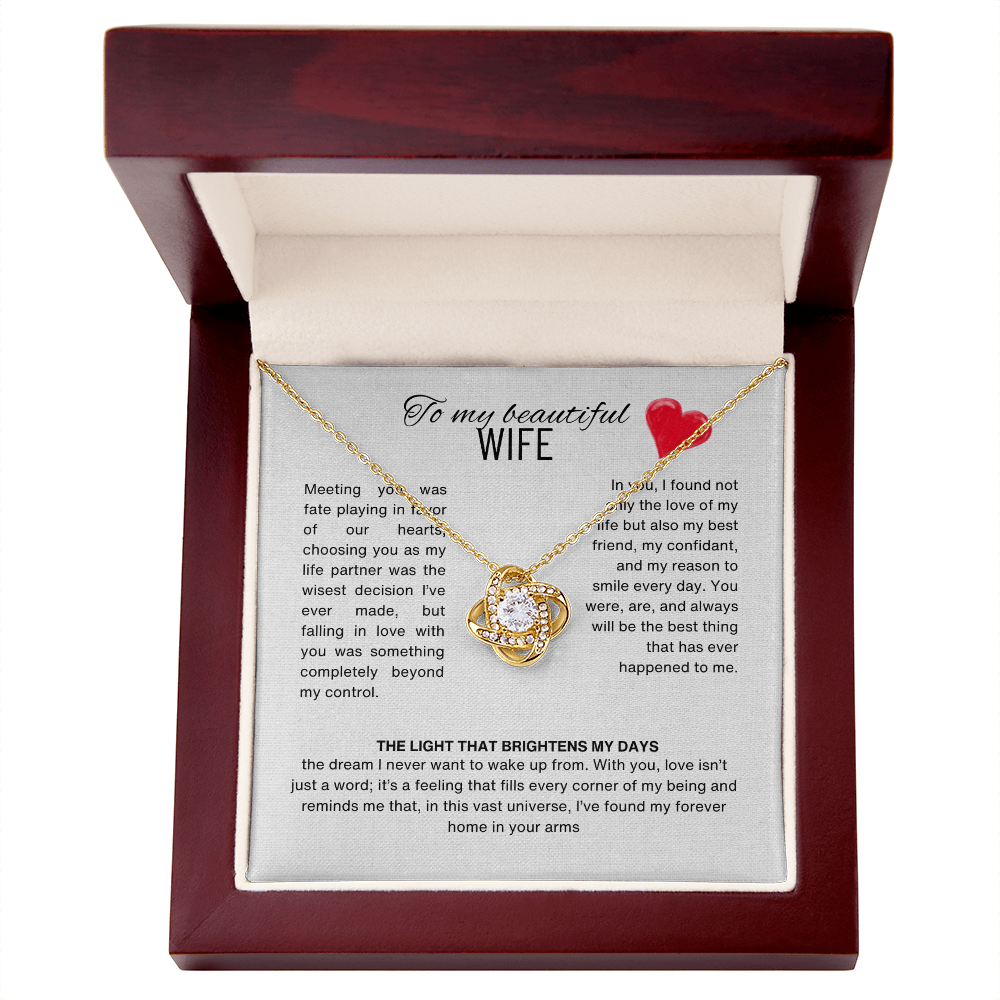 Special Gift for Wife "I Can't Live Without You" Gold Heart Necklace