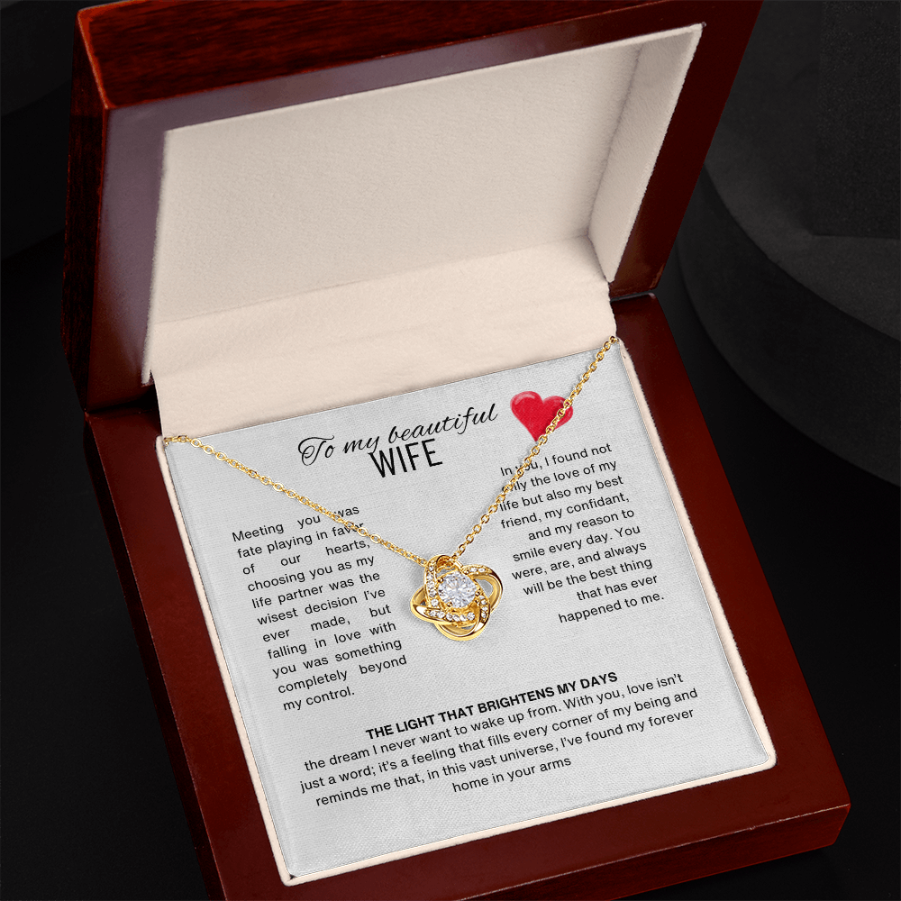 Special Gift for Wife "I Can't Live Without You" Gold Heart Necklace