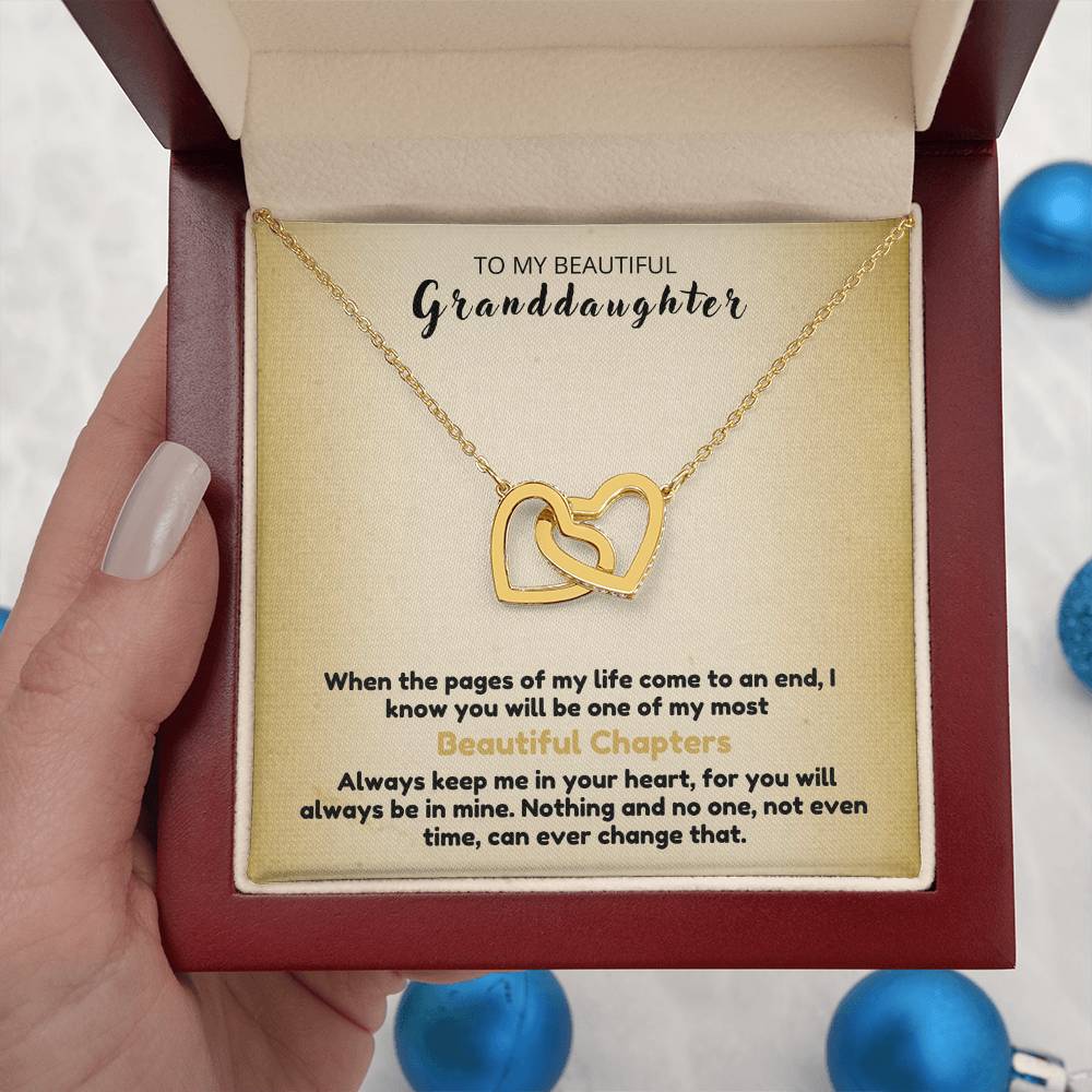 To My Beautiful Granddaughter - Always Keep Me In Your Heart - Interlocking Hearts Necklace