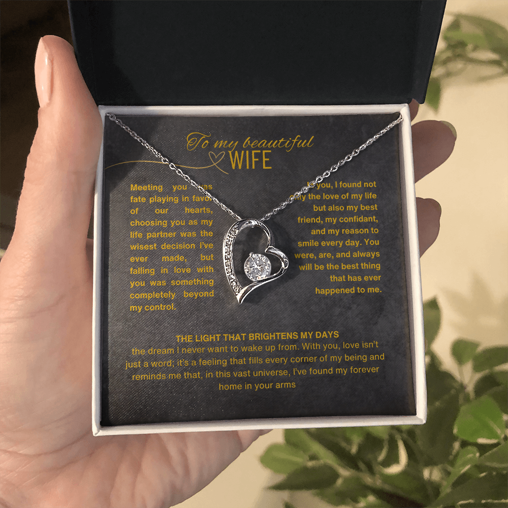 Gift for Wife "I Can't Live Without You" Gold Knot Necklace