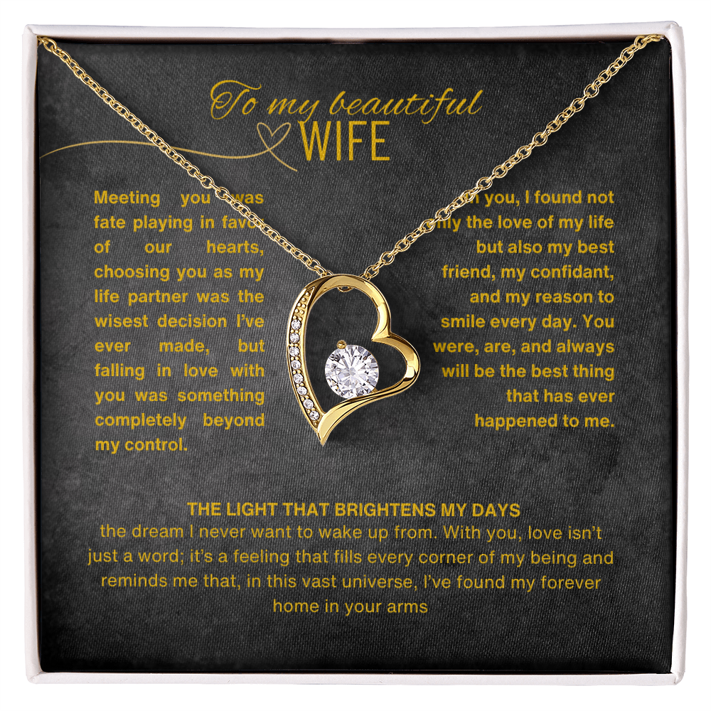 Gift for Wife "I Can't Live Without You" Gold Knot Necklace