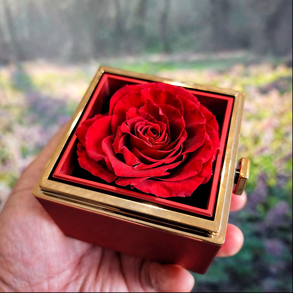 Gift for Wife "I Can't Live Without You" Necklace With Heart Box and Red Rose Surprise