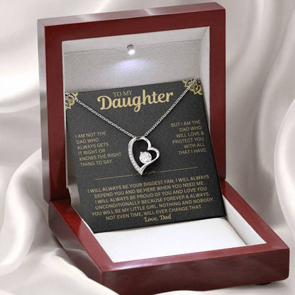 gift for daughter, dad to daughter gift, forever love necklace, father daughter jewelry, birthday gift for daughter, graduation gift, meaningful gift for daughter, heart necklace, white gold necklace, cubic zirconia necklace, sentimental gift, luxury jewelry gift, love dad necklace
