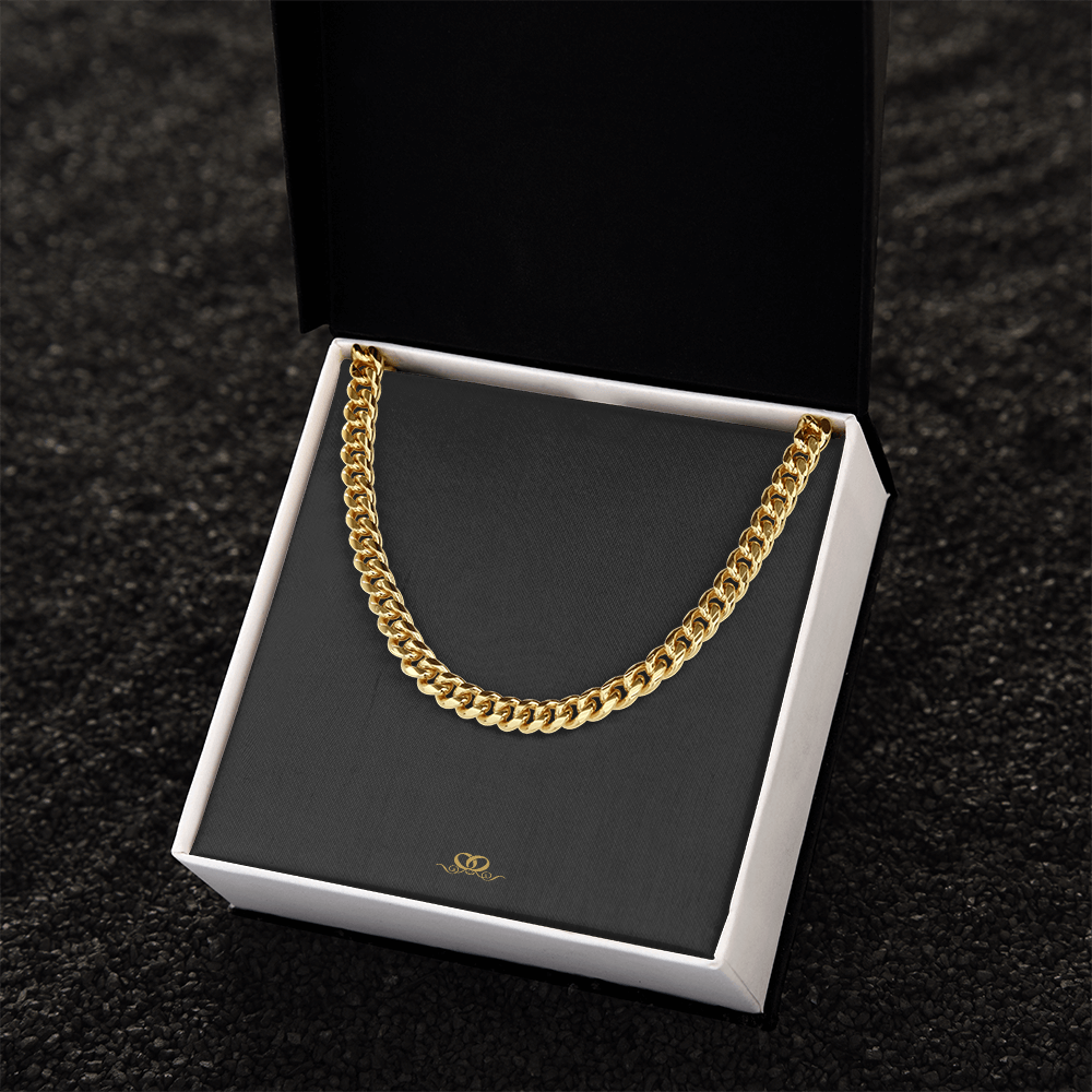 Cadena cubana de acero inoxidable con oro amarillo de 14 k (longitud ajustable de 18" a 22") 