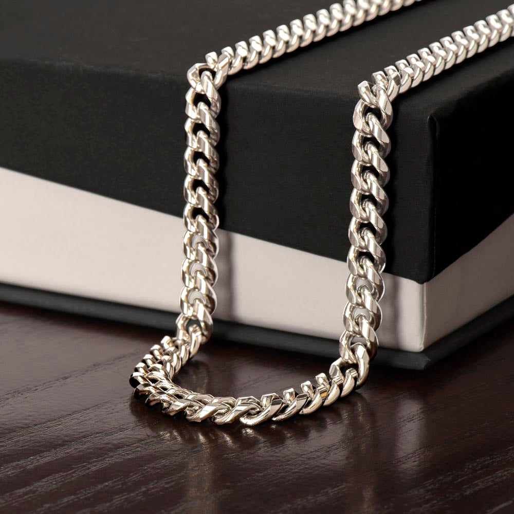 Cadena cubana de acero inoxidable con oro amarillo de 14 k (longitud ajustable de 18" a 22") 