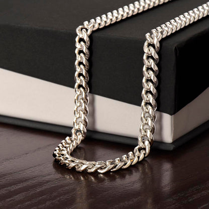 Cadena cubana de acero inoxidable con oro amarillo de 14 k (longitud ajustable de 18" a 22") 