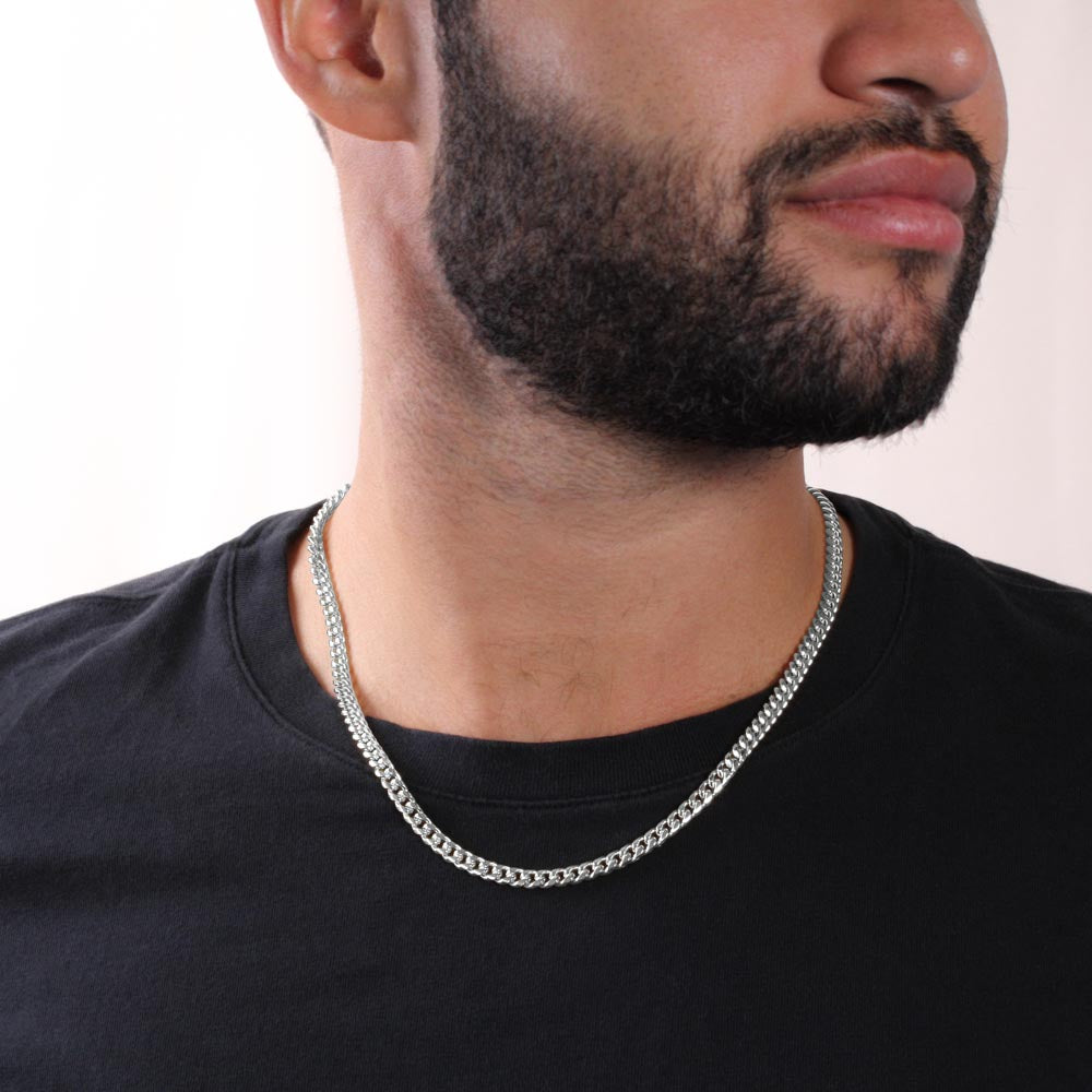 Cadena cubana de acero inoxidable con oro amarillo de 14 k (longitud ajustable de 18" a 22") 