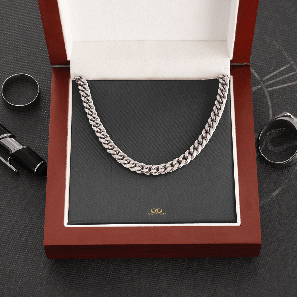 Cadena cubana de acero inoxidable con oro amarillo de 14 k (longitud ajustable de 18" a 22") 