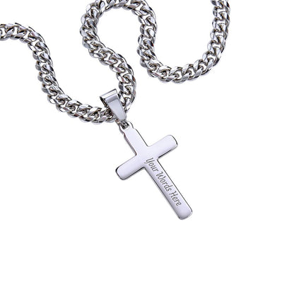 To My Son - Love Dad - Artisan Cross on Cuban Link Chain, Personalized