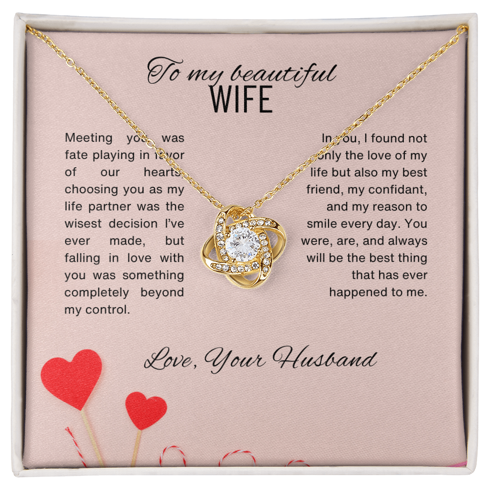 Unique Gift for Wife "I Can't Live Without You" Knot Necklace