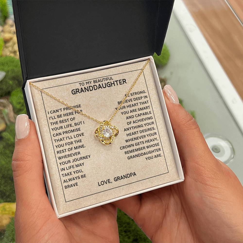 [ALMOST SOLD OUT] To My Beautiful Granddaughter - Always Be Brave And Be Strong - Love Knot Necklace