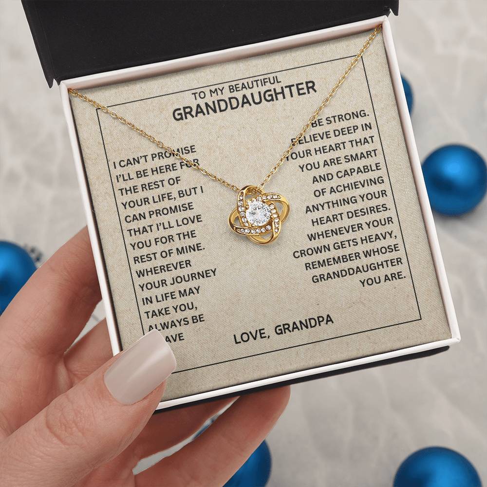 [ALMOST SOLD OUT] To My Beautiful Granddaughter - Always Be Brave And Be Strong - Love Knot Necklace