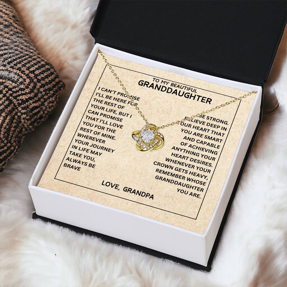 [ALMOST SOLD OUT] To My Beautiful Granddaughter - Always Be Brave And Be Strong - Love Knot Necklace