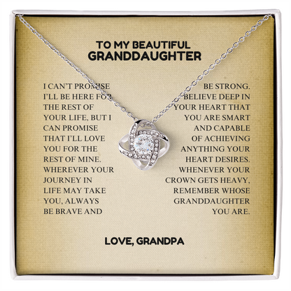 To My Beautiful Granddaughter - Always Keep Me In Your Heart - Interlocking Hearts Necklace