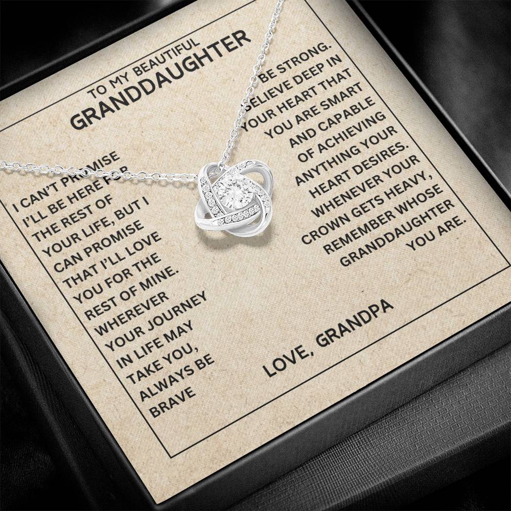 [ALMOST SOLD OUT] To My Beautiful Granddaughter - Always Be Brave And Be Strong - Love Knot Necklace