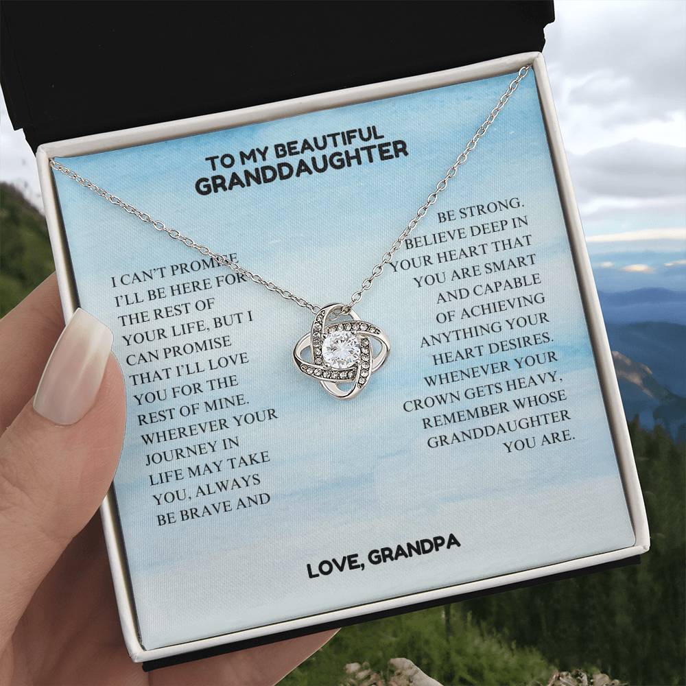 To My Beautiful Granddaughter - Always Be Brave And Be Strong - Love Knot Necklace