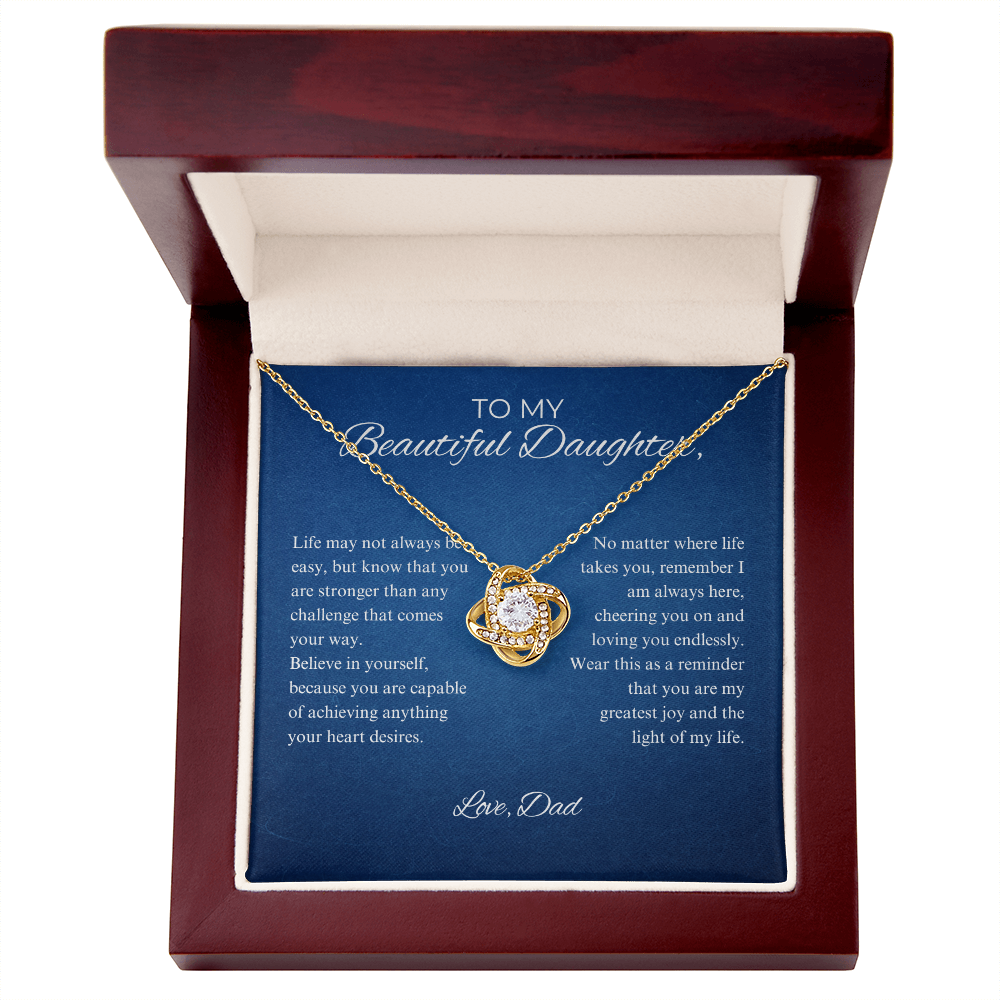 To My Beautiful Daughter - Always Keep Me In Your Heart - Love Knot Necklace