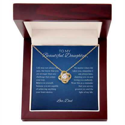To My Beautiful Daughter - Always Keep Me In Your Heart - Love Knot Necklace