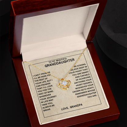 [ALMOST SOLD OUT] To My Beautiful Granddaughter - Always Be Brave And Be Strong - Love Knot Necklace