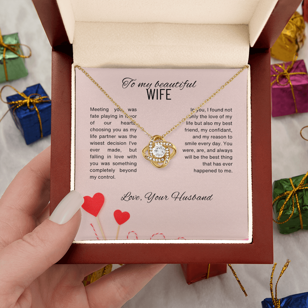 Unique Gift for Wife "I Can't Live Without You" Knot Necklace