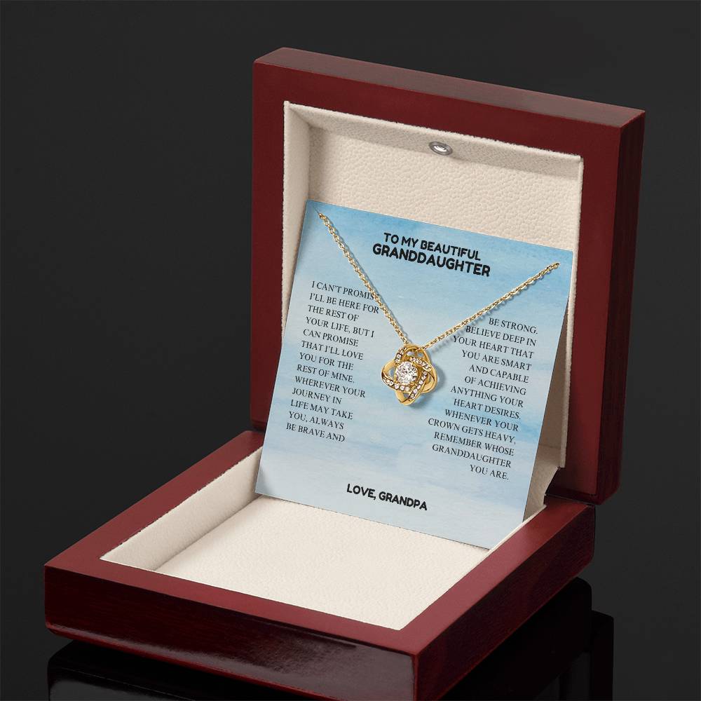 To My Beautiful Granddaughter - Always Be Brave And Be Strong - Love Knot Necklace