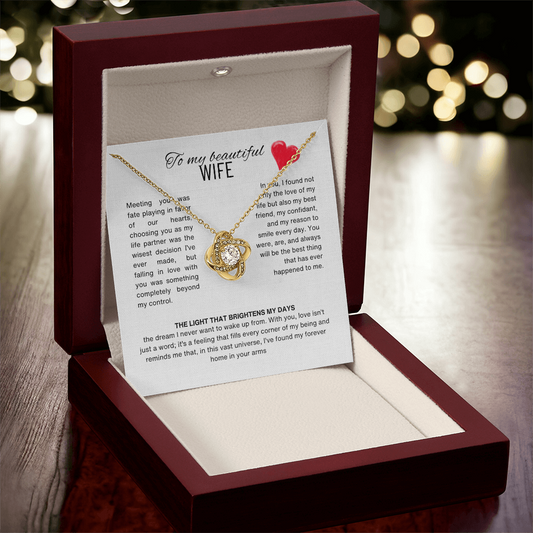 Special Gift for Wife "I Can't Live Without You" Gold Heart Necklace