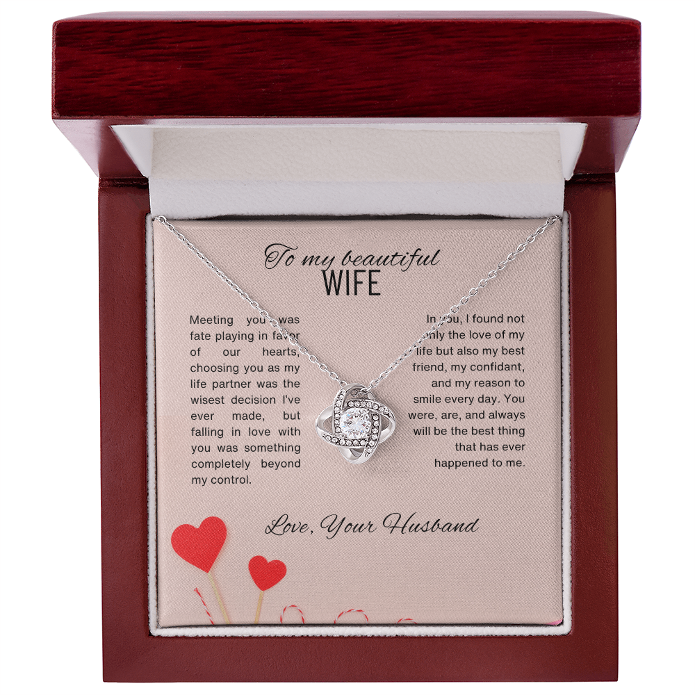 Unique Gift for Wife "I Can't Live Without You" Knot Necklace