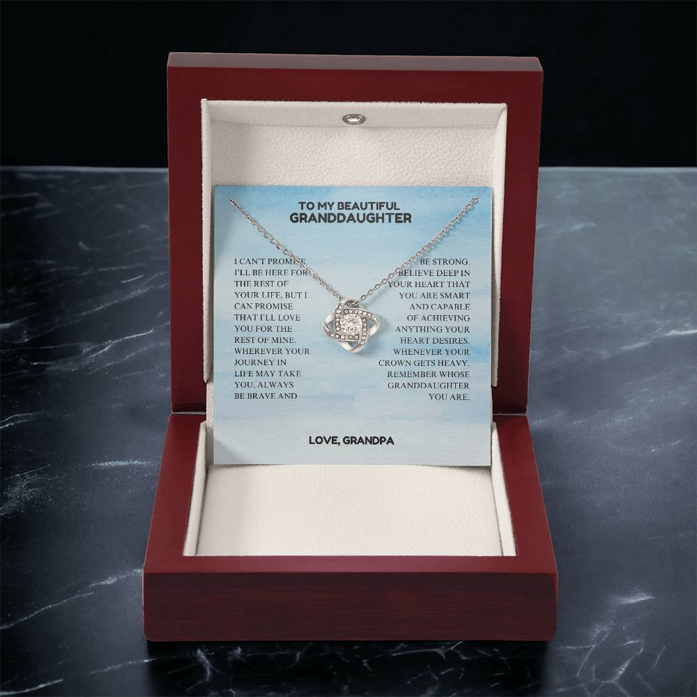 To My Beautiful Granddaughter - Always Be Brave And Be Strong - Love Knot Necklace