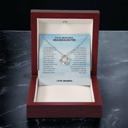 To My Beautiful Granddaughter - Always Be Brave And Be Strong - Love Knot Necklace
