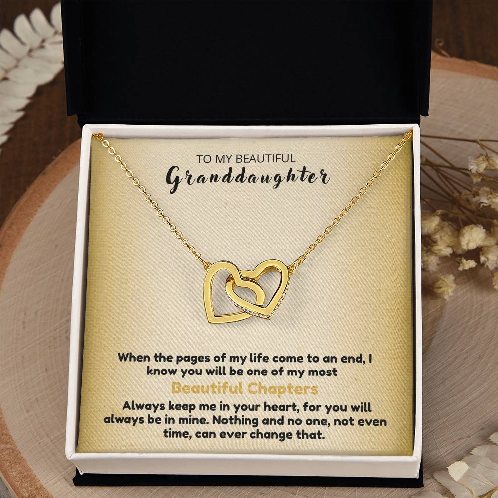To My Beautiful Granddaughter - Always Keep Me In Your Heart - Interlocking Hearts Necklace