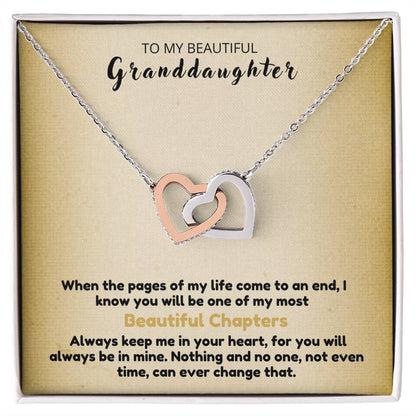 To My Beautiful Granddaughter - Always Keep Me In Your Heart - Interlocking Hearts Necklace