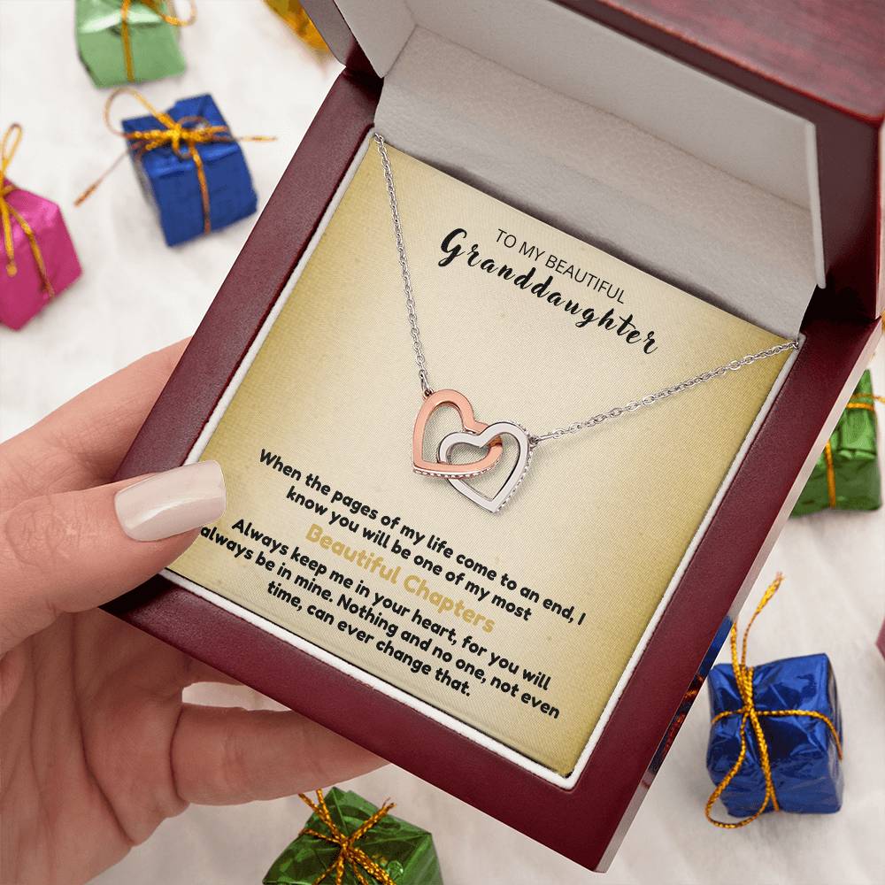 To My Beautiful Granddaughter - Always Keep Me In Your Heart - Interlocking Hearts Necklace