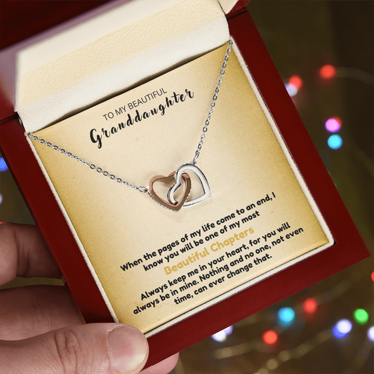 To My Beautiful Granddaughter - Always Keep Me In Your Heart - Interlocking Hearts Necklace