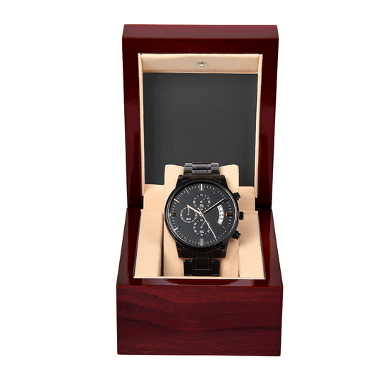 Classic Black Chronograph Watch - Precision and Style