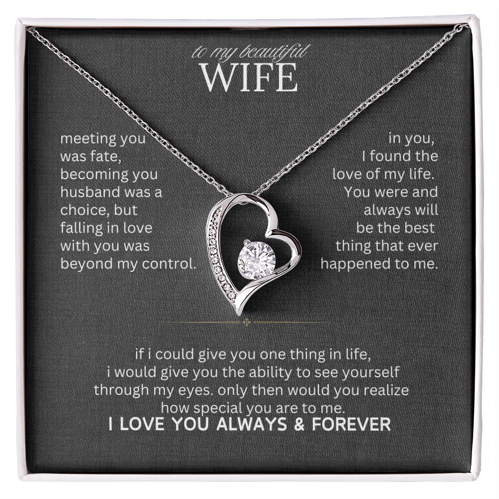 Gift for Wife "I Can't Live Without You" Necklace With Heart Box and Red Rose Surprise