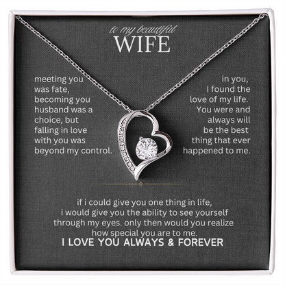 Gift for Wife "I Can't Live Without You" Necklace With Heart Box and Red Rose Surprise