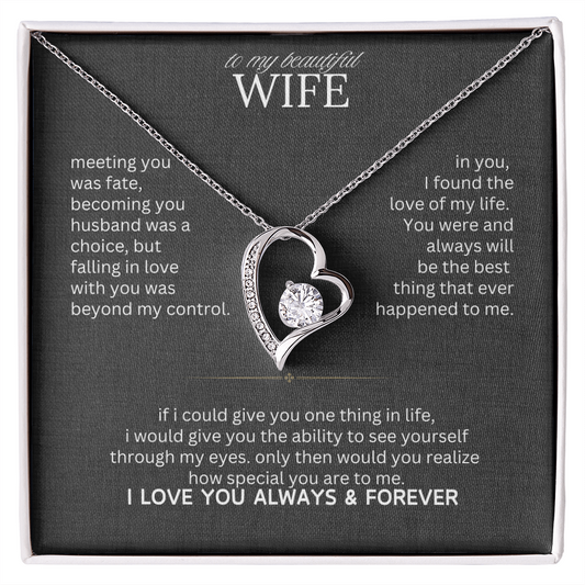 Gift for Wife "I Can't Live Without You" Necklace With Heart Box and Red Rose Surprise