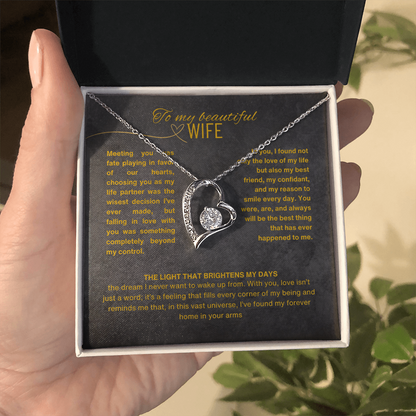 Gift for Wife "I Can't Live Without You" Gold Knot Necklace