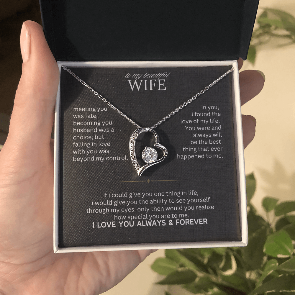 Gift for Wife "I Can't Live Without You" Necklace With Heart Box and Red Rose Surprise