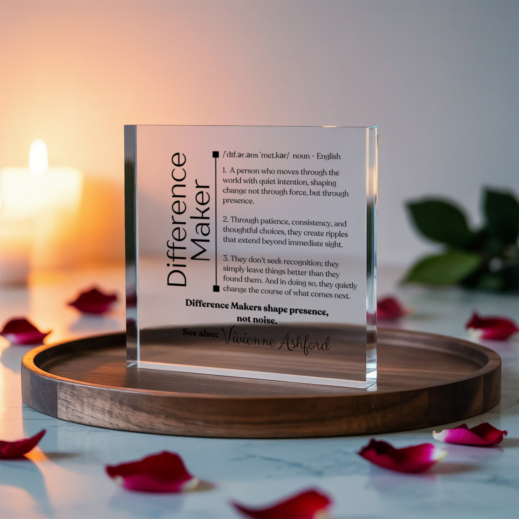 Personalized “Difference Maker” Acrylic Plaque — Teacher Gift, Coworker Thank You, Retirement Keepsake