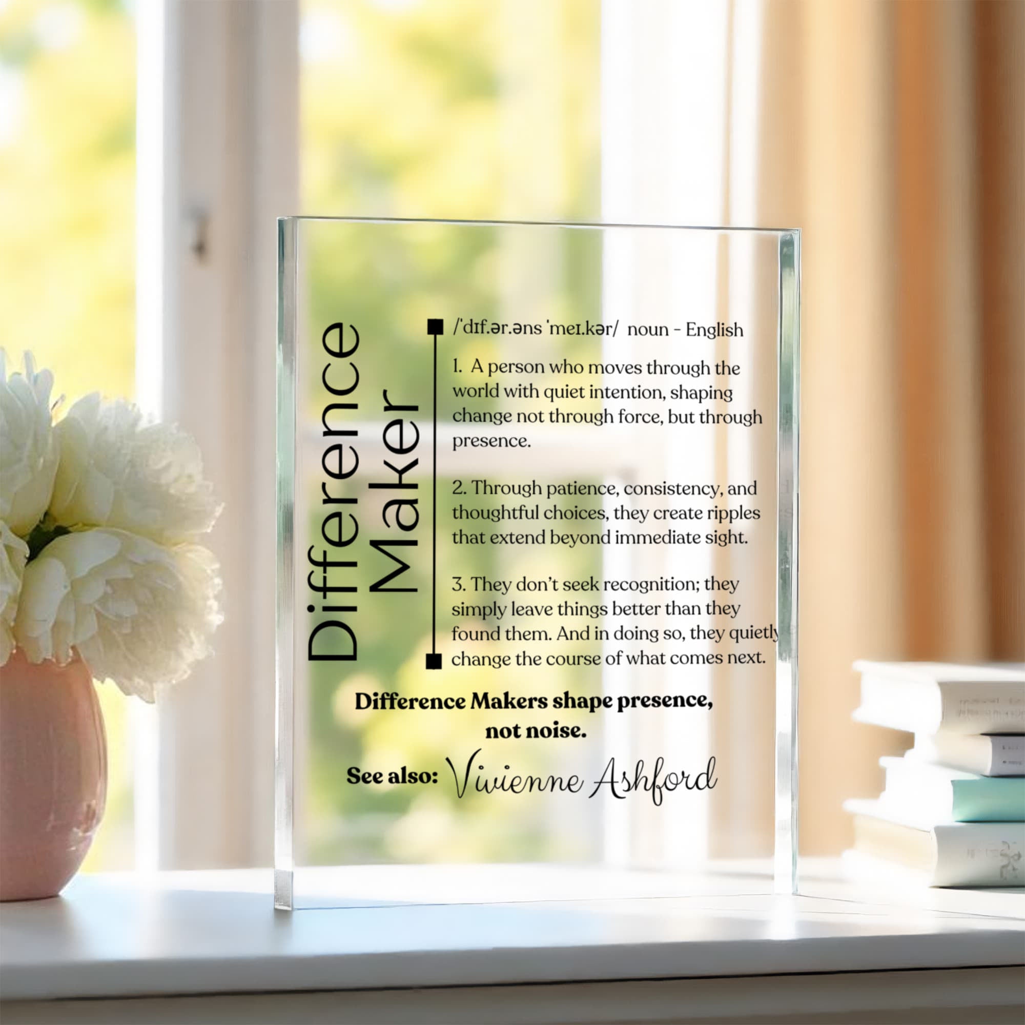 Personalized “Difference Maker” Acrylic Plaque — Teacher Gift, Coworker Thank You, Retirement Keepsake