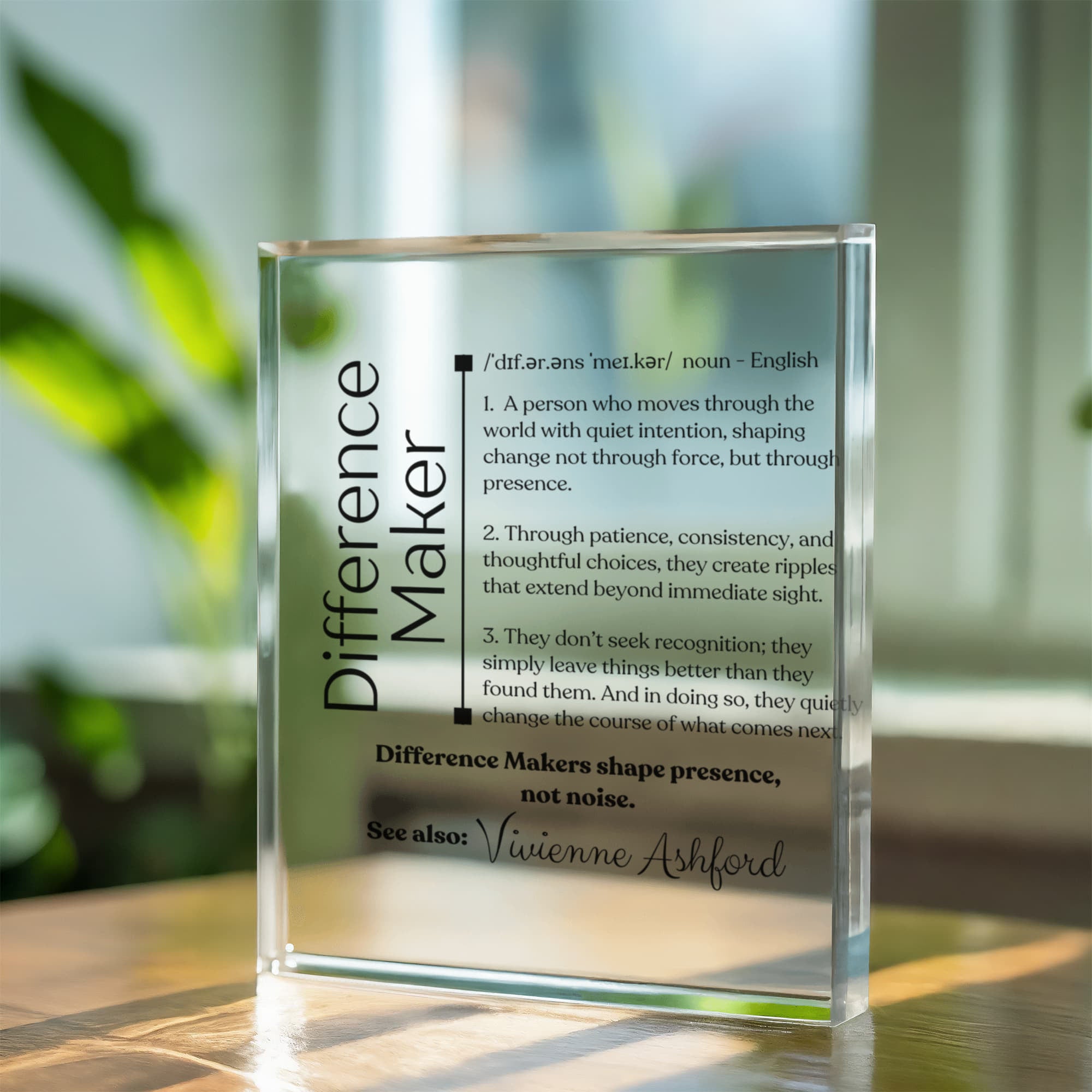 Personalized “Difference Maker” Acrylic Plaque — Teacher Gift, Coworker Thank You, Retirement Keepsake